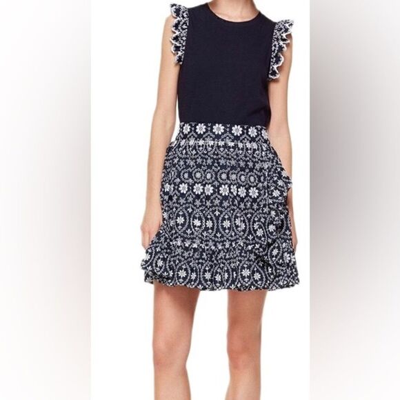 Kate Spade Blue Eyelet Wrap Skirt - Picture 4 of 11